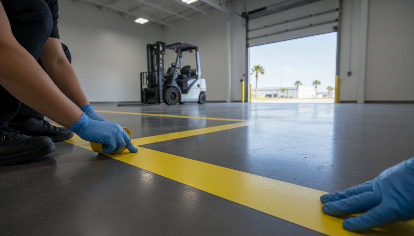 Atlanta Line Striping project — Georgia parking lot and warehouse floor marking