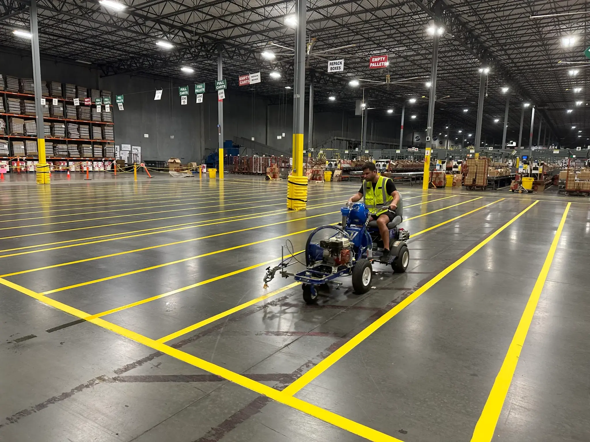 Atlanta Line Striping project — Georgia parking lot and warehouse floor marking